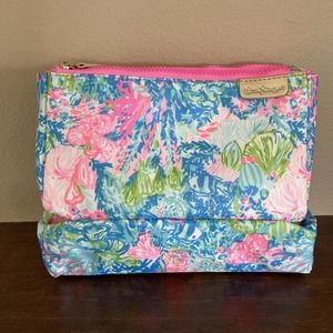 NWT GWP Lilly Pulitzer Cosmetic Bag/Mirror Travel Zip Case in “Fished My Wish”